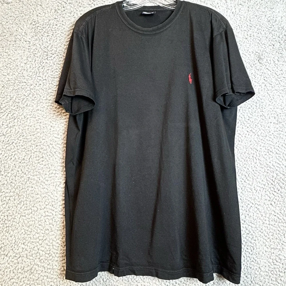 Vintage Polo Ralph Lauren Pony Logo Mens T Shirt Short Sleeve Black Size M Blank